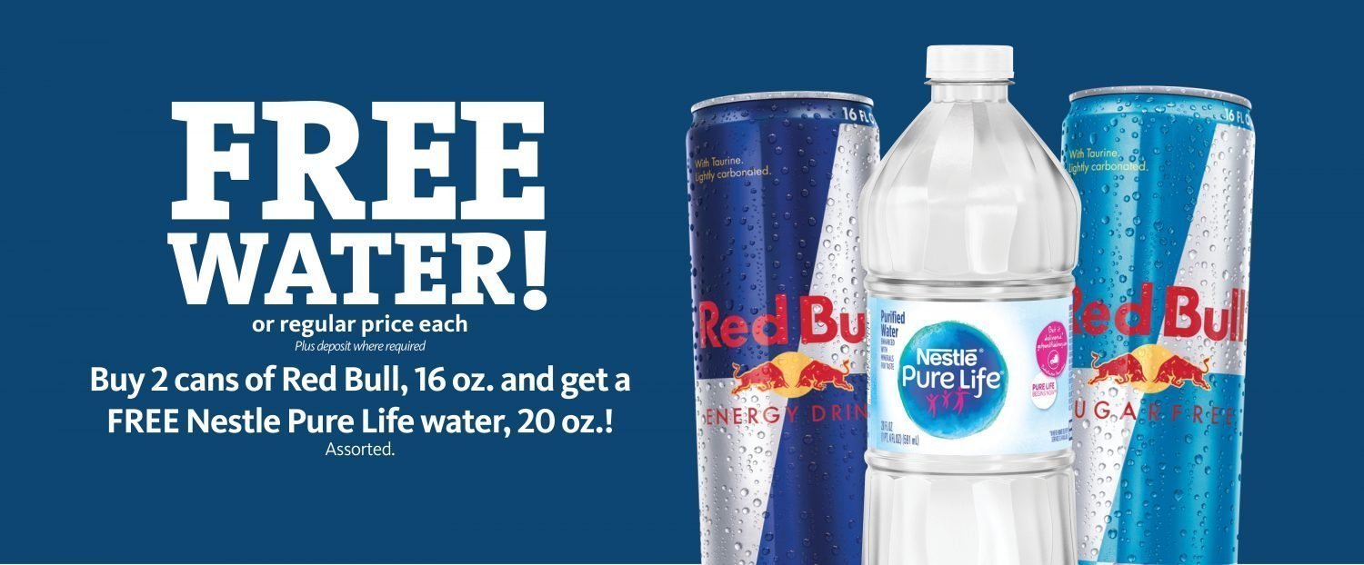 Express - Free Nestle Water with Red Bull Purchase