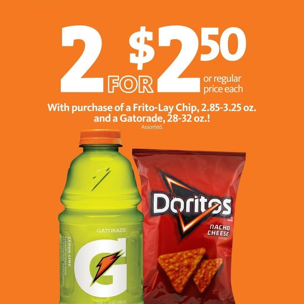 Express - Gatorade and Frito Lay Chips $2.50 