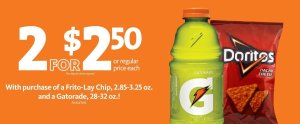 Express - Gatorade and Frito Lay Chips $2.50