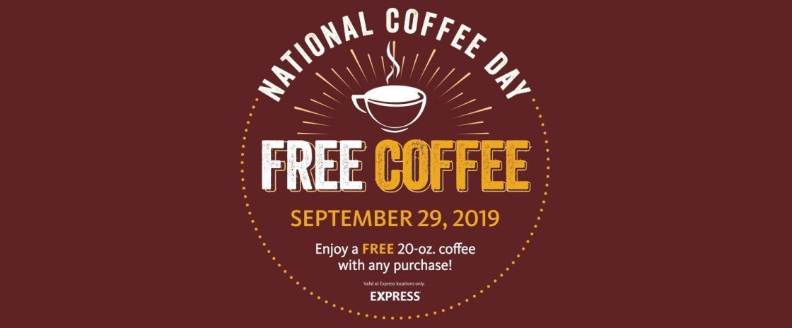 Express – Free 20-oz Coffee with Purchase for National Coffee Day
