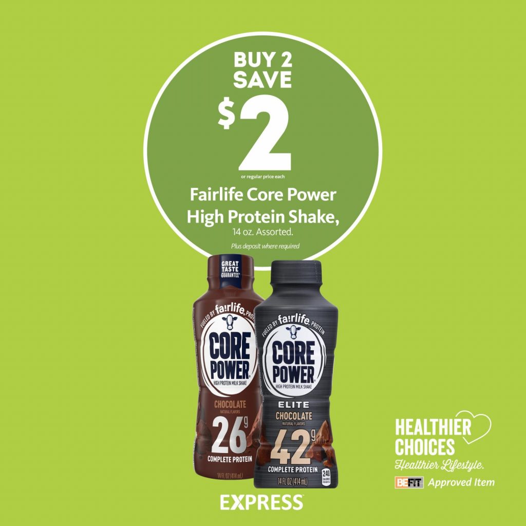 Express - Be Fit Core Power Milkshakes Buy 2 Save $2