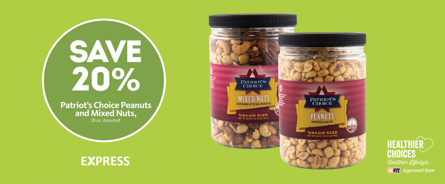 Express - BeFit - Save 20% on Patriot's Choice Nuts