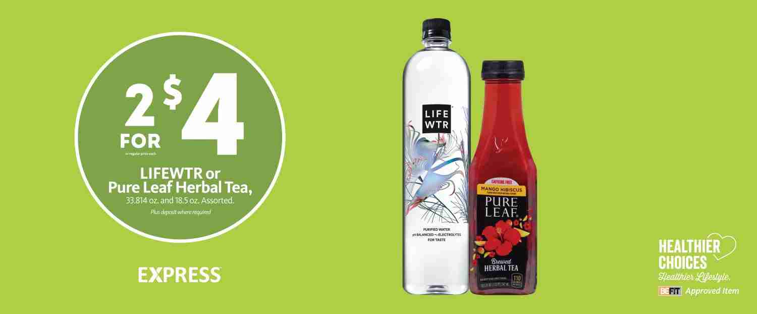 Express - LIFEWTR and Pure Leaf Herbal Tea 2/$4