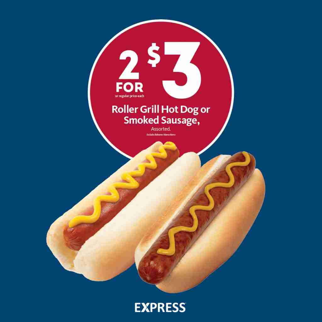 Express - National Hot Dog Day 2/$3