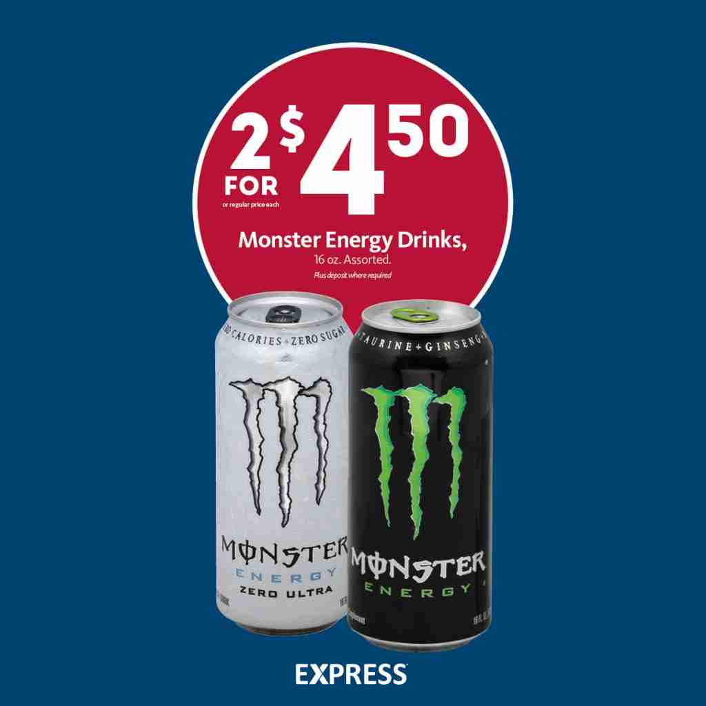 Express – Monster Energy Drinks 2/$4.50