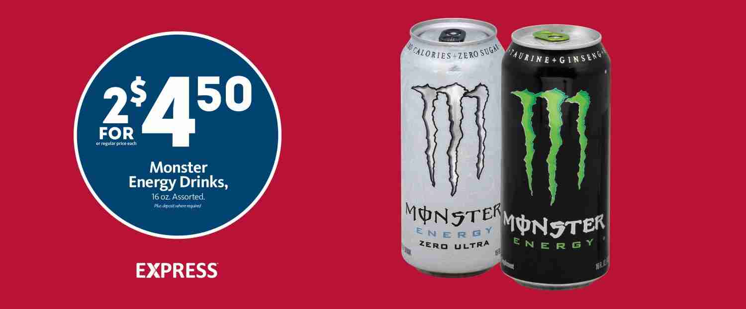 Express – Monster Energy Drinks 2/$4.50