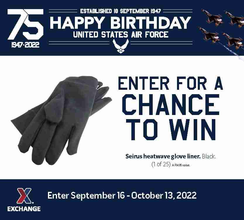 2022 Air Force Birthday Sweepstakes - Seirus Glove Liner