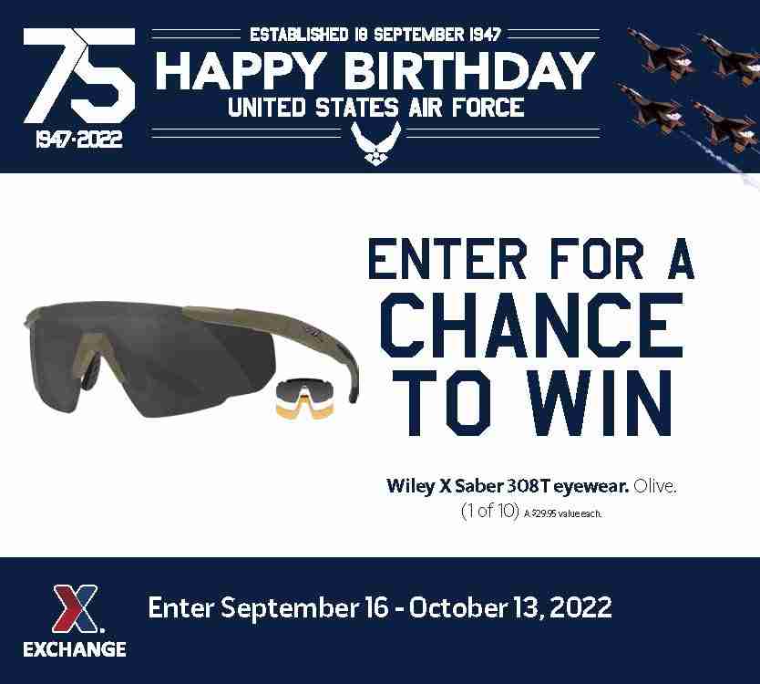 2022 Air Force Birthday Sweepstakes - Wiley X Eyewear