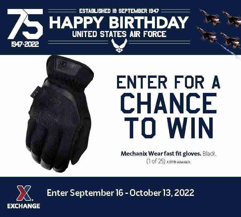 2022 Air Force Birthday Sweepstakes - Fit Gloves