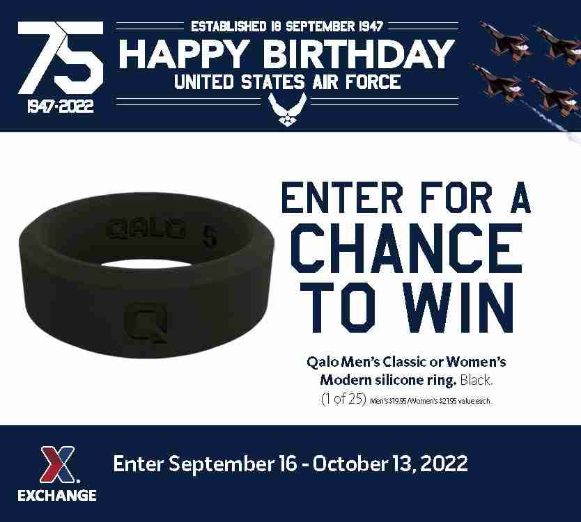 2022 Air Force Birthday Sweepstakes - Qalo Silicone Ring