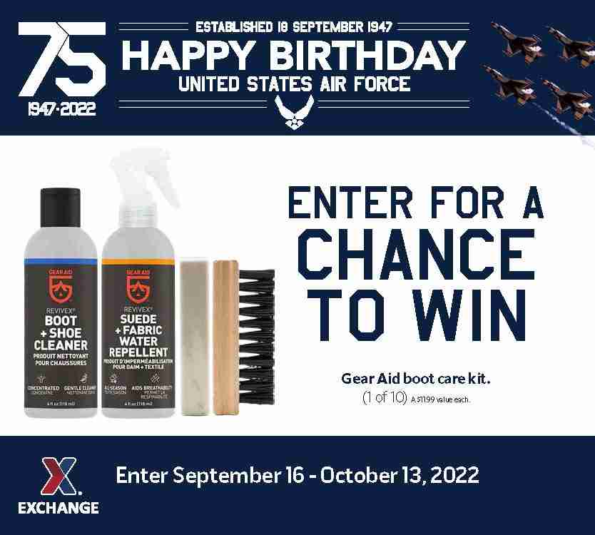 2022 Air Force Birthday Sweepstakes - Gear Aid Boot Care Kit