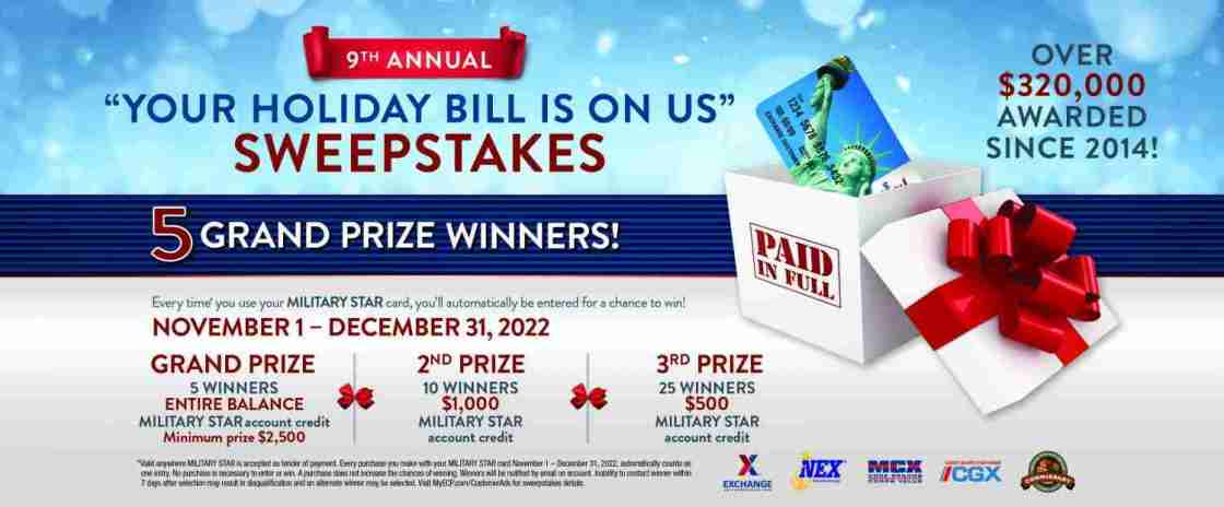 MILITARY STAR® “Your Holiday Bill is on Us” Sweepstakes