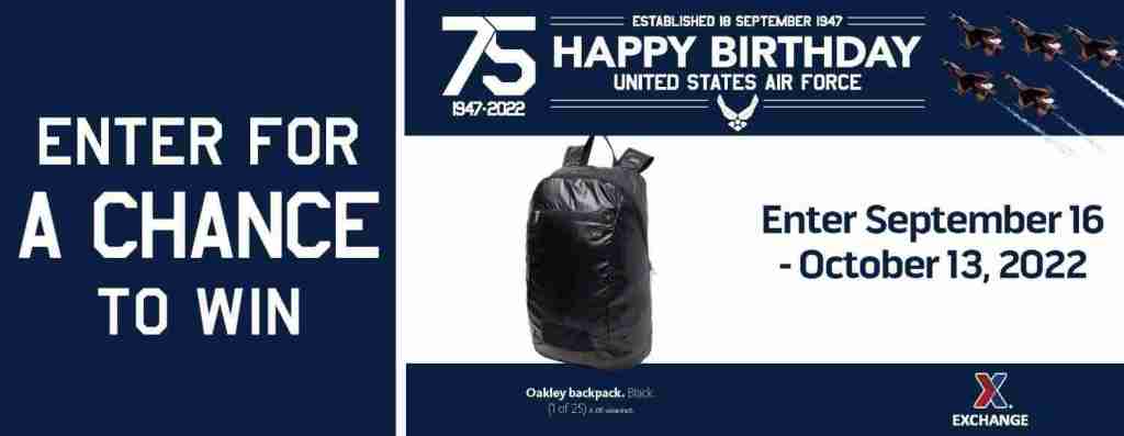 2022 Air Force Birthday Sweepstakes – Oakley Backpack
