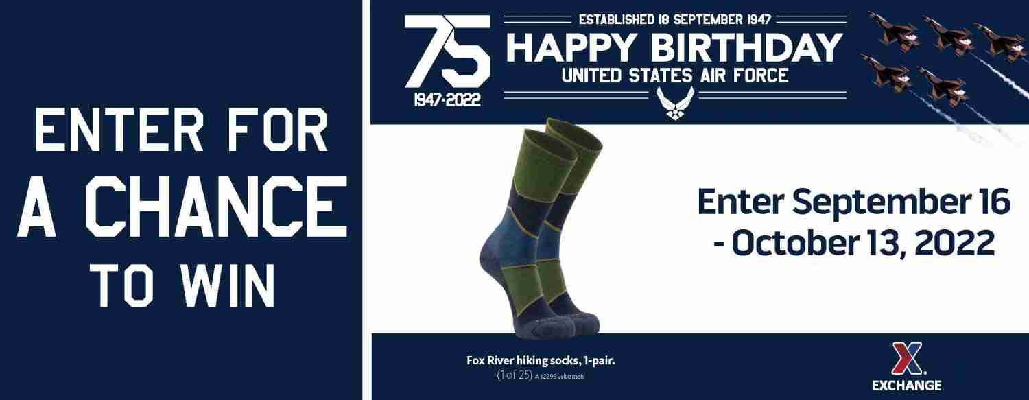 2022 Air Force Birthday Sweepstakes - Fox River Socks