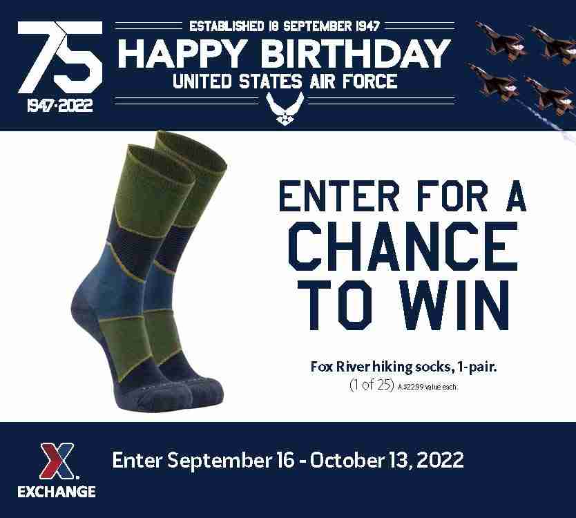 2022 Air Force Birthday Sweepstakes - Fox River Socks