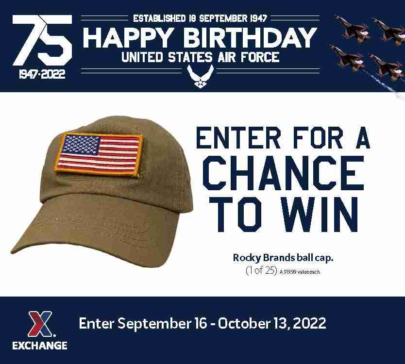 2022 Air Force Birthday Sweepstakes - Rocky Brands Cap