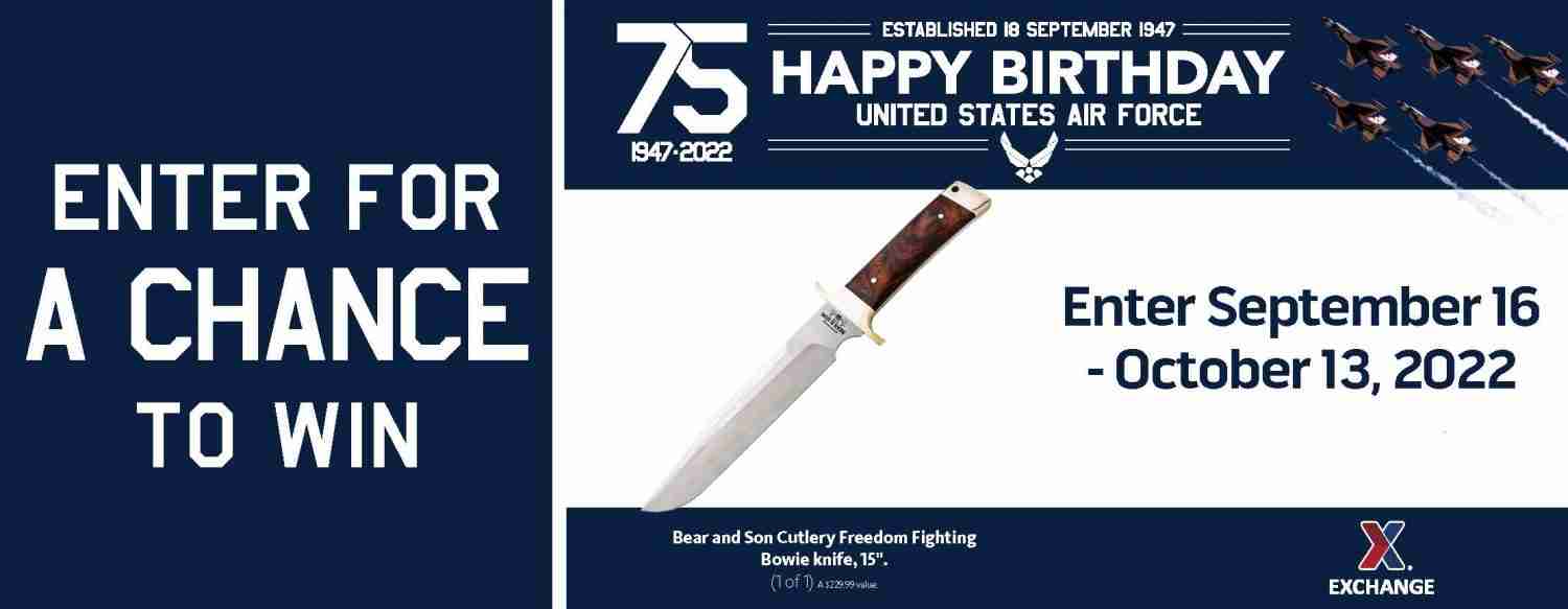 2022 Air Force Birthday Sweepstakes - Bear & Son Cutlery Knife