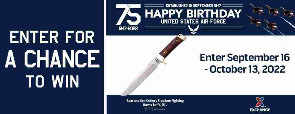 2022 Air Force Birthday Sweepstakes – Bear & Son Cutlery Knife