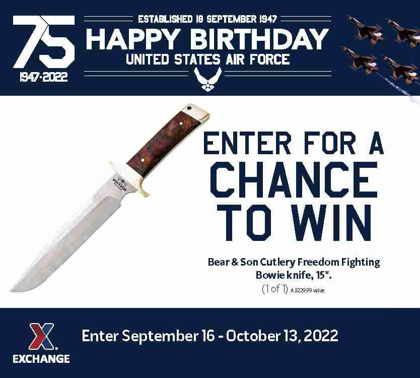 2022 Air Force Birthday Sweepstakes - Bear & Son Cutlery Knife