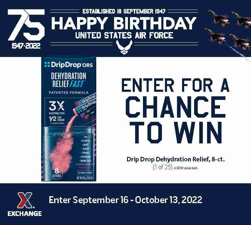 2022 Air Force Birthday Sweepstakes - Drip Drop Packs