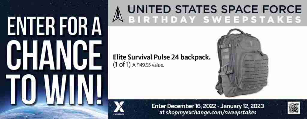 2022-2023 US Space Force Birthday Sweepstakes – Elite Survival Backpack