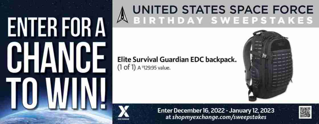2022-2023 US Space Force Birthday Sweepstakes – Elite Survival Guardian Backpack