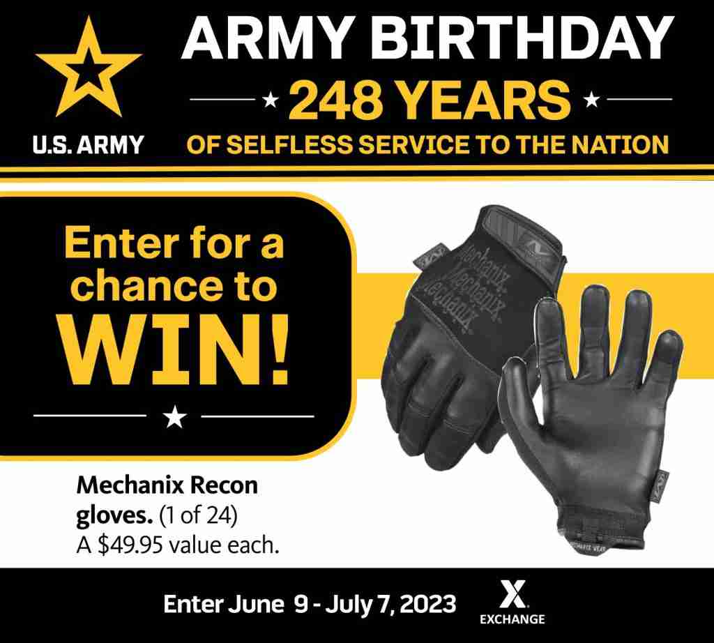 2023 U.S. Army Birthday Sweepstakes - Mechanix Recon Gloves