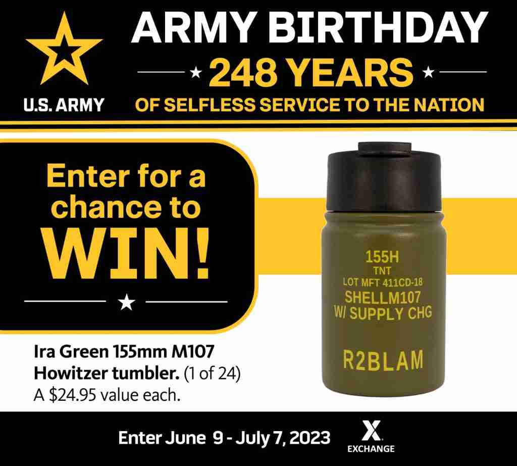 2023 U.S. Army Birthday Sweepstakes - M107 Howitzer Tumbler