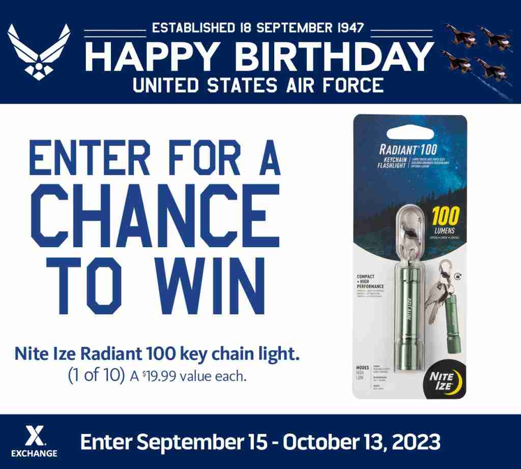 2023 Air Force Birthday Sweepstakes - Nite Ize Radiant Keychain Flashlight