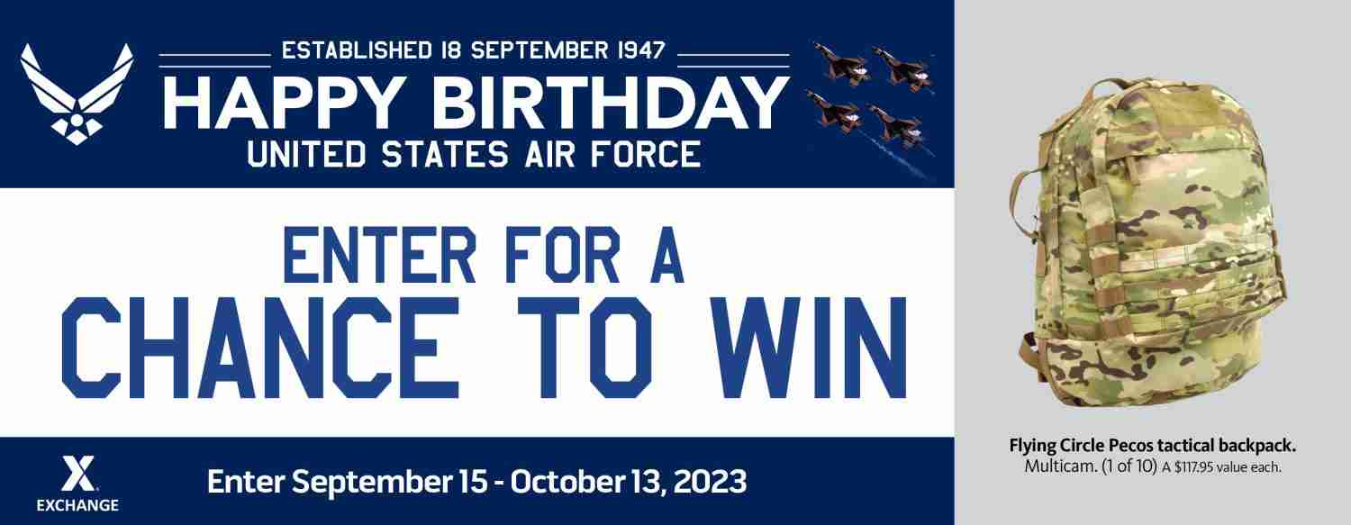 2023 Air Force Birthday Sweepstakes - Tactical Backpack