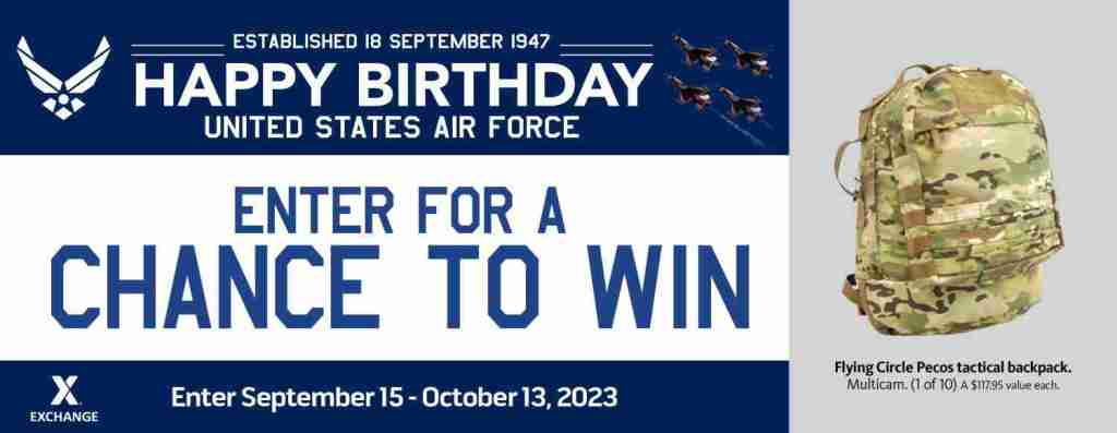 2023 Air Force Birthday Sweepstakes – Tactical Backpack