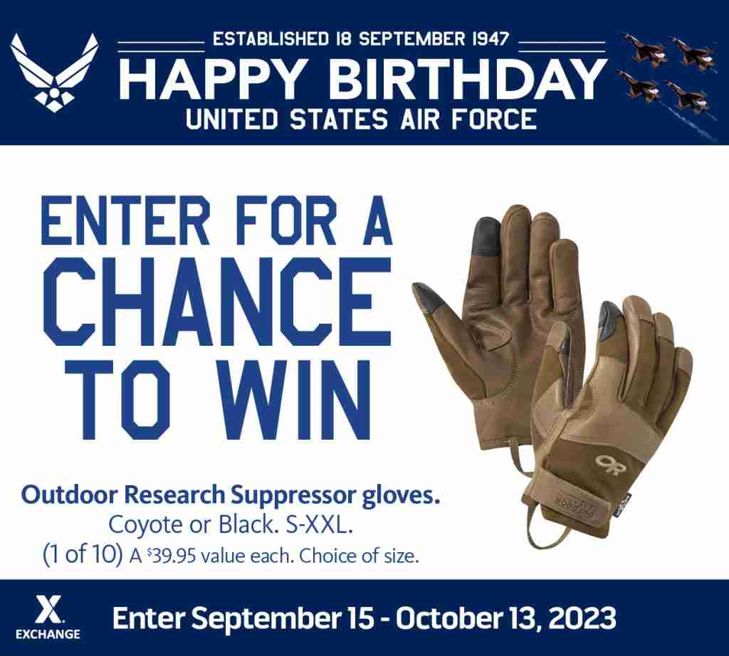 2023 Air Force Birthday Sweepstakes - Outdoor Research Gloves