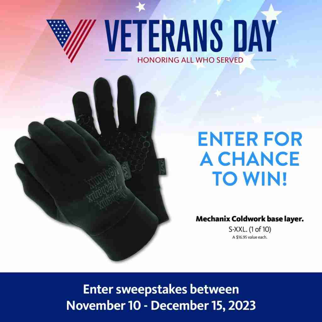 2023 Veterans Day Sweepstakes | Mechanix Wear Insulated Gloves