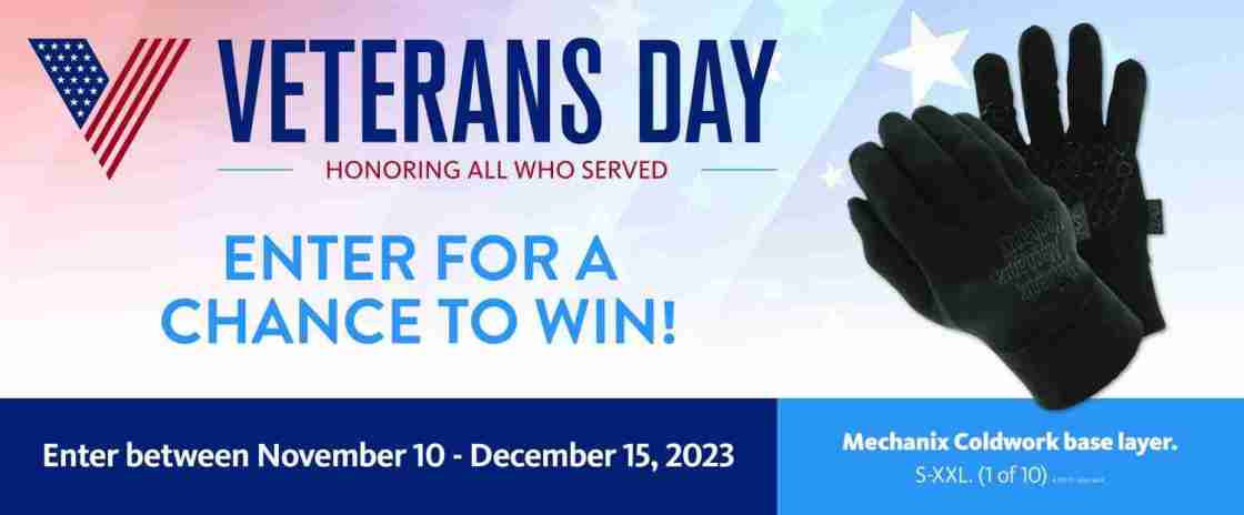 2023 Veterans Day Sweepstakes | Mechanix Wear Insulated Gloves