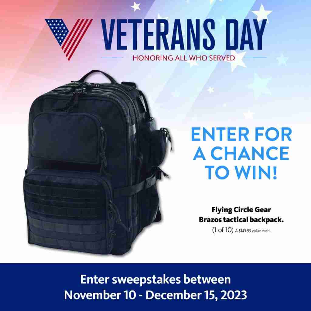 2023 Veterans Day Sweepstakes | Flying Circle Gear Brazos Backpack