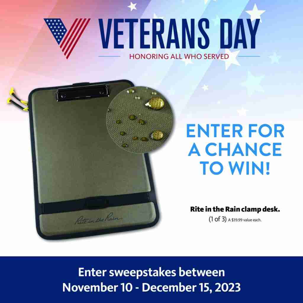 2023 Veterans Day Sweepstakes | Rite in the Rain Clampdesk