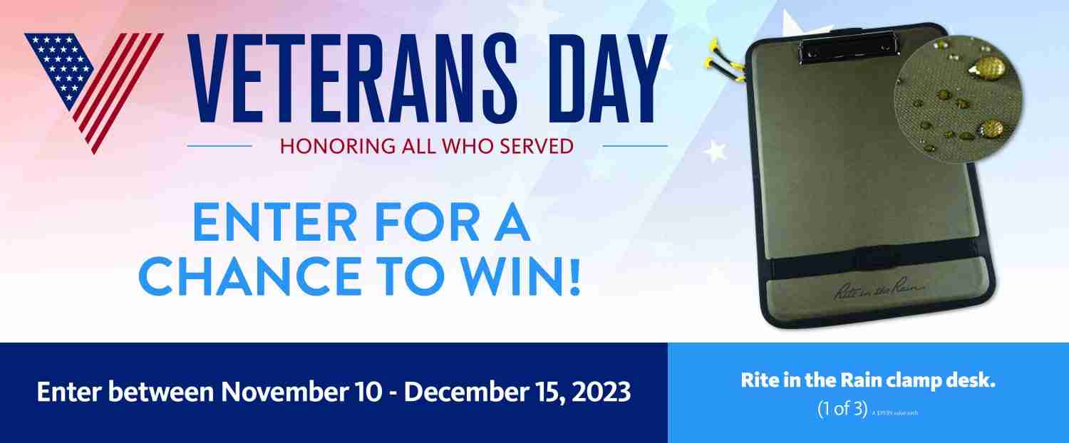 2023 Veterans Day Sweepstakes | Rite in the Rain Clampdesk