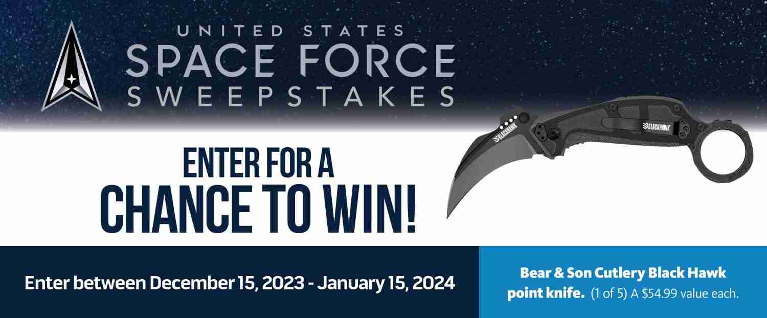 U.S. Space Force Sweepstakes | Bear & Son Cutlery BLACKHAWK Knife