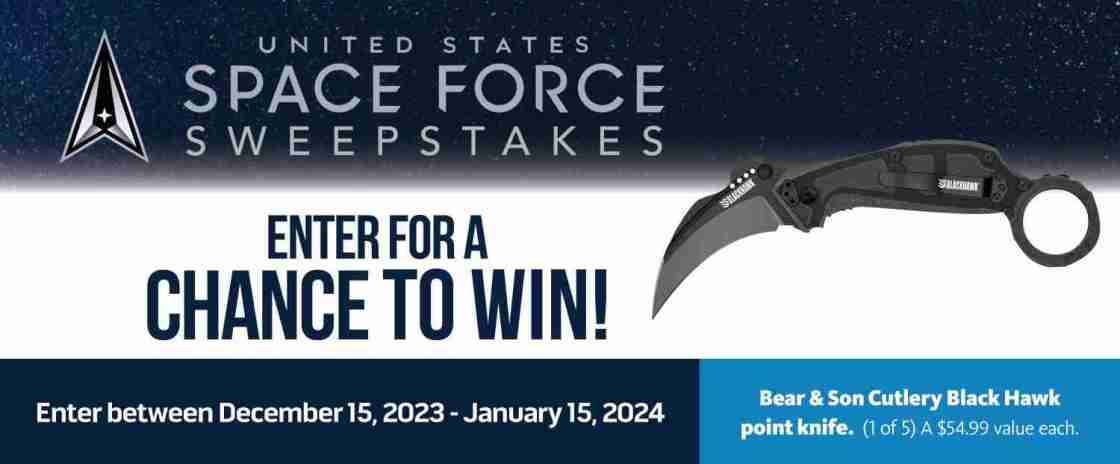 U.S. Space Force Sweepstakes | Bear & Son Cutlery BLACKHAWK Knife