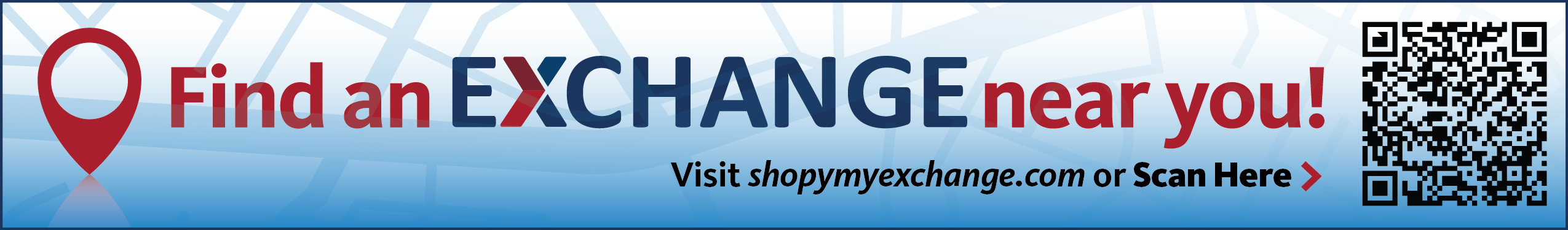 Promotional Banner with QR code for shopmyexchange.com