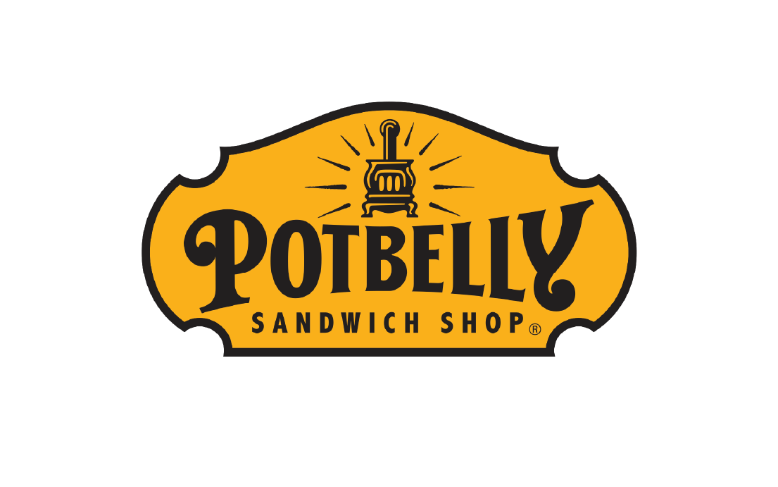 Potbelly Sandwich Works logo representing toasted sandwiches, soups and quick lunch options at the Exchange.