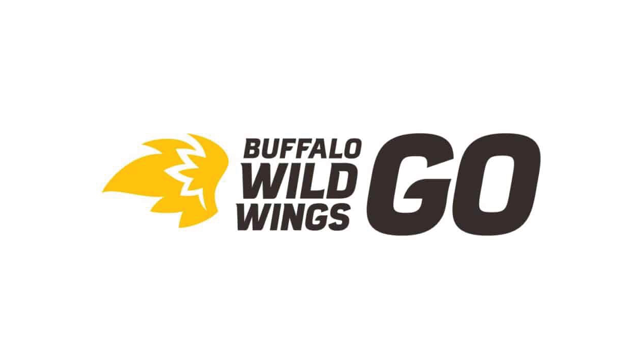 Buffalo Wild Wings GO logo highlighting wings, sandwiches and shareable quick-service meals at the Exchange.