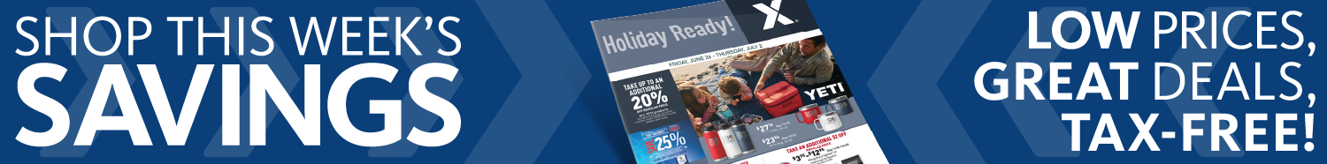 Banner showcasing the weekly Exchange ad. Shop this week's savings - Low prices, great deals, tax-free!