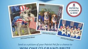 Flyer with rules for entering the Exchange Patriot Pet Photo Contest