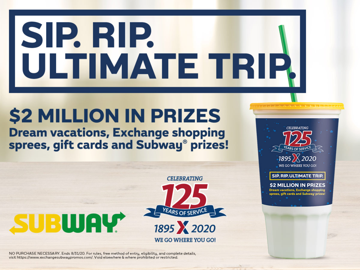 Subway drink with words about sweepstakes