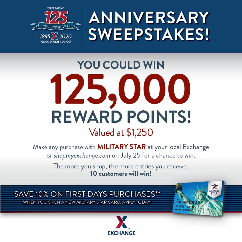 Military Star giving away 125,000 rewards points