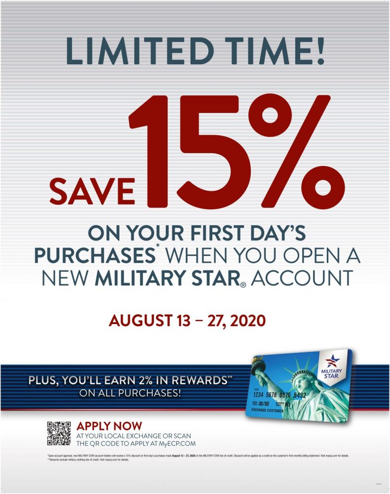 MILITARY STAR Save 15% on First-Day Purchase Aug. 13-27