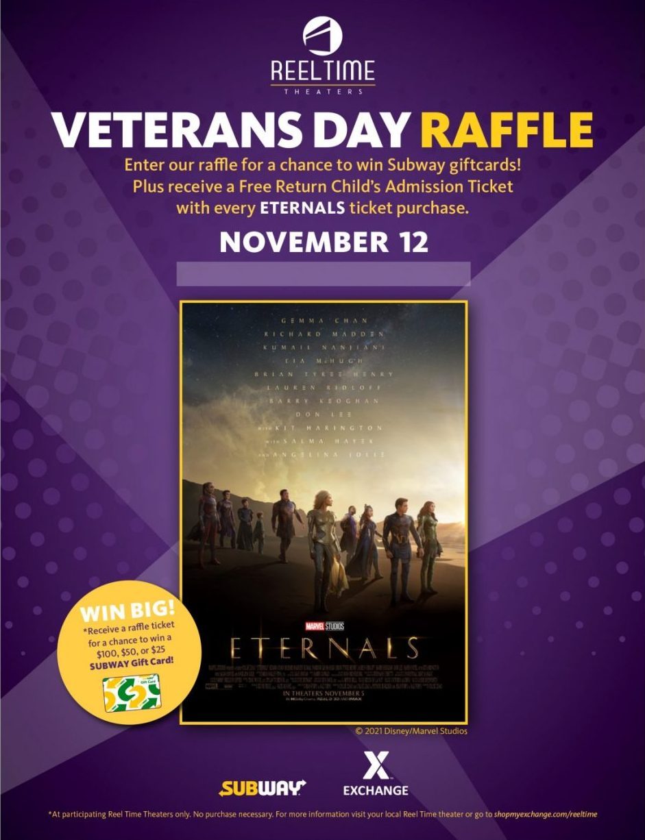 Exchange Theaters Offer Free Return Ticket, Raffle at Special ‘Eternals’ Showing on Nov. 12