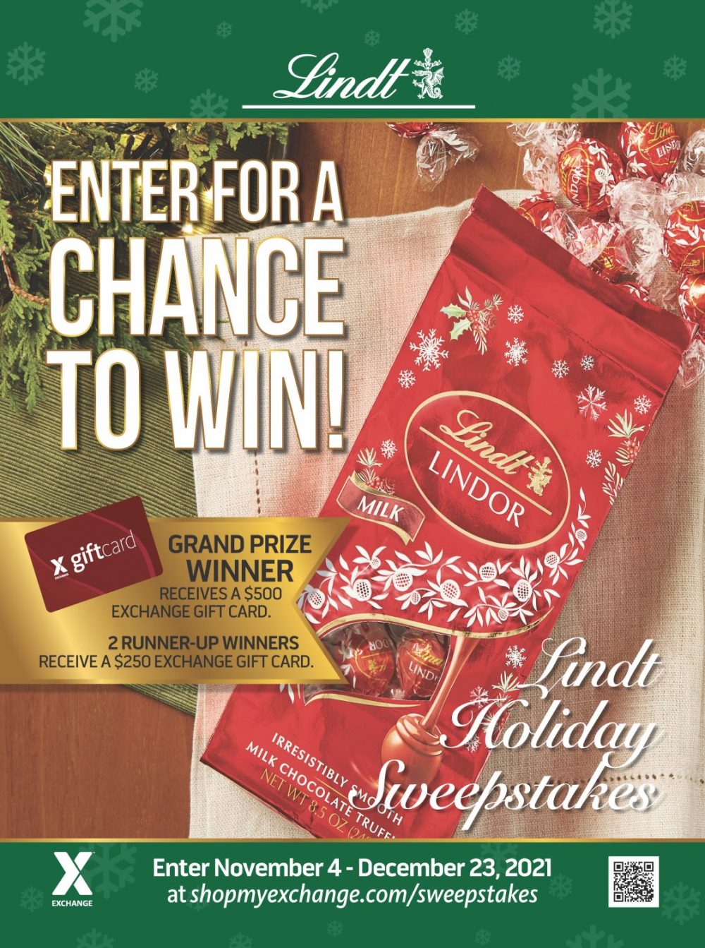 Exchange Shoppers Can Win $1,000 in Gift Cards in Lindt Holiday Sweepstakes