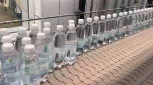 Bottles of Freedom’s Choice purified drinking water, the Defense Commissary Agency’s private-label water brand, roll down the production line at the Exchange’s Gruenstadt water plant in Germany. The first shipments of the water, which is produced through a collaborative effort between the Exchange and DeCA, are arriving at Europe commissaries this week.